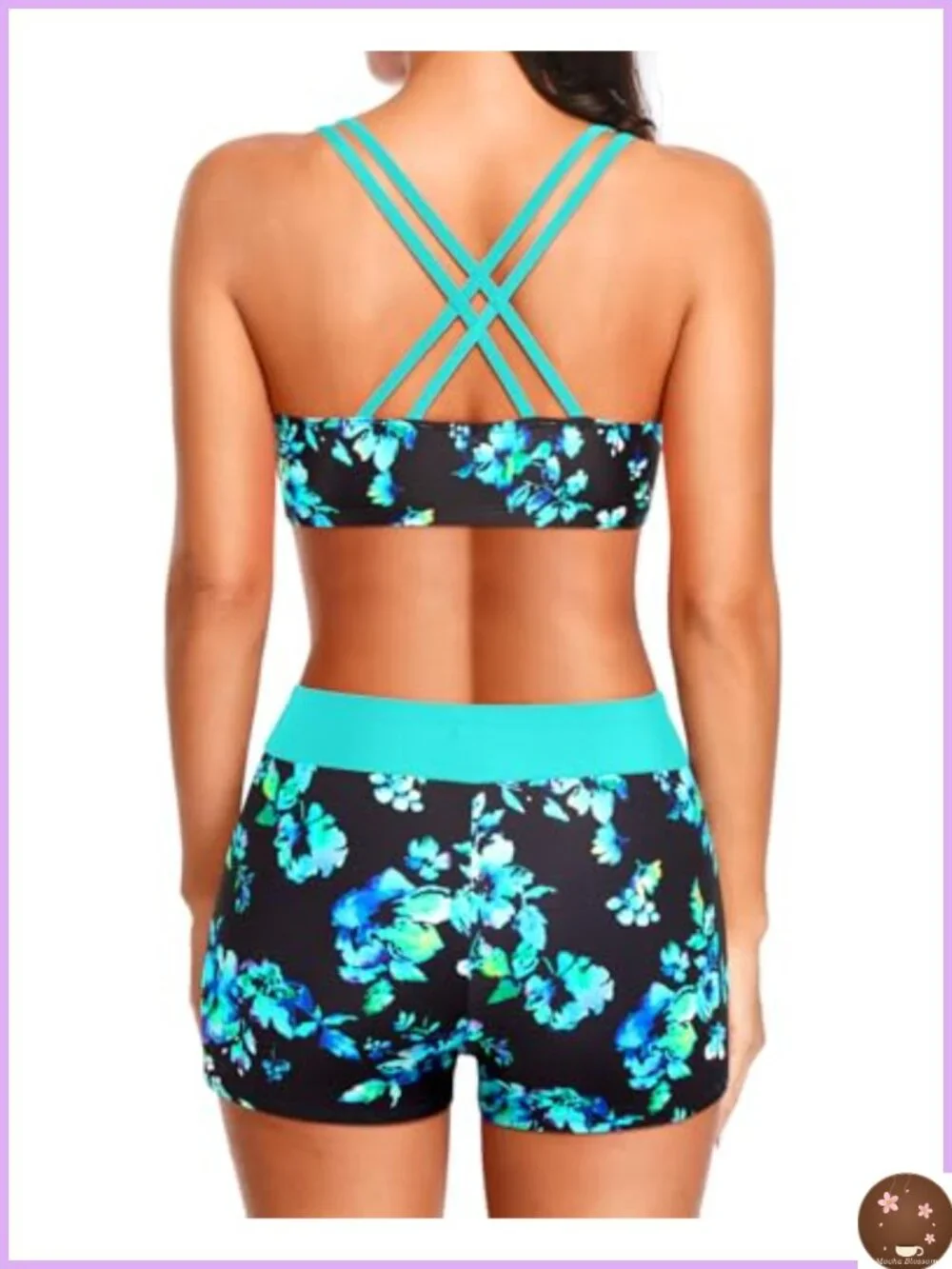 3-Piece Tankini Swimsuit Tummy Control Boy Shorts Athletic Set